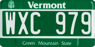 VT license plate WXC979