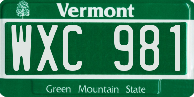 VT license plate WXC981