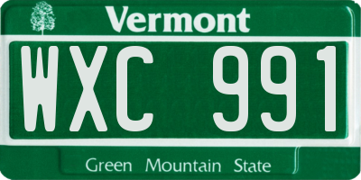 VT license plate WXC991