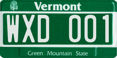 VT license plate WXD001