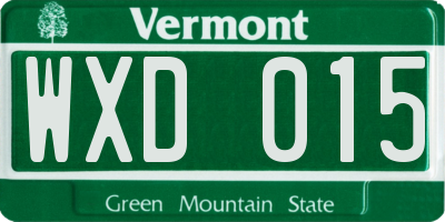 VT license plate WXD015