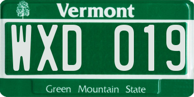 VT license plate WXD019