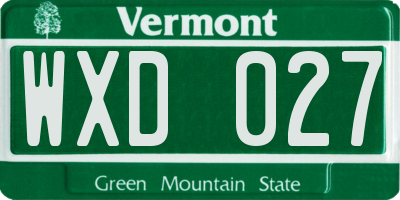 VT license plate WXD027