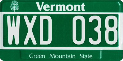 VT license plate WXD038
