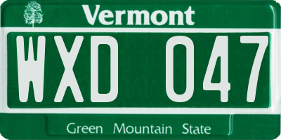 VT license plate WXD047