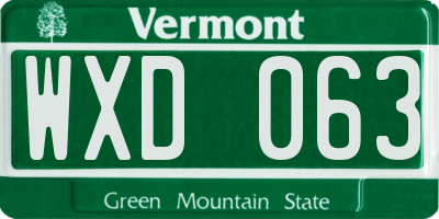 VT license plate WXD063