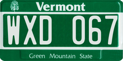 VT license plate WXD067