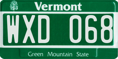 VT license plate WXD068