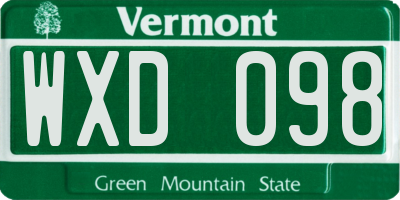 VT license plate WXD098