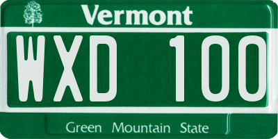VT license plate WXD100