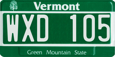 VT license plate WXD105