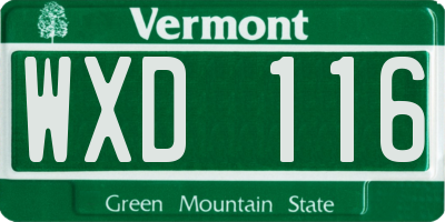 VT license plate WXD116