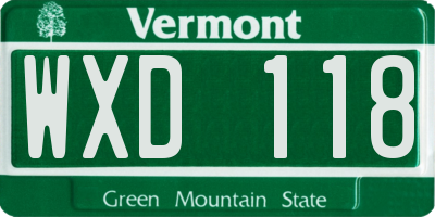 VT license plate WXD118