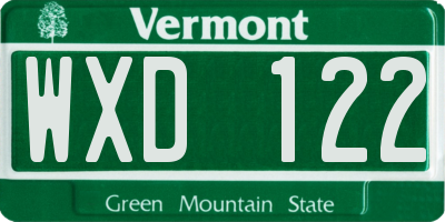 VT license plate WXD122