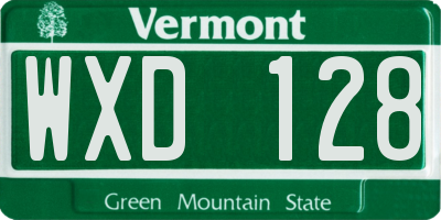 VT license plate WXD128