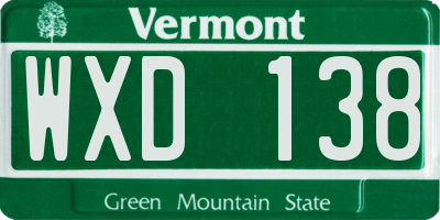 VT license plate WXD138
