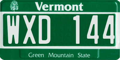 VT license plate WXD144