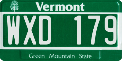 VT license plate WXD179