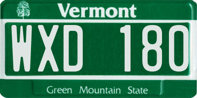 VT license plate WXD180