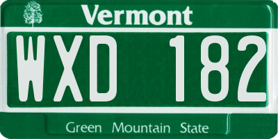 VT license plate WXD182