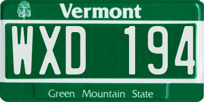 VT license plate WXD194
