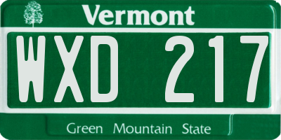 VT license plate WXD217