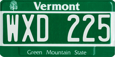VT license plate WXD225