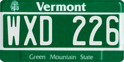 VT license plate WXD226