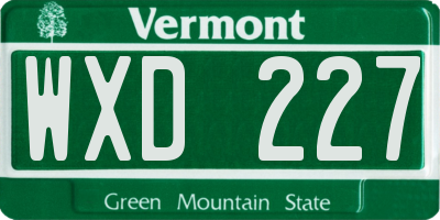 VT license plate WXD227