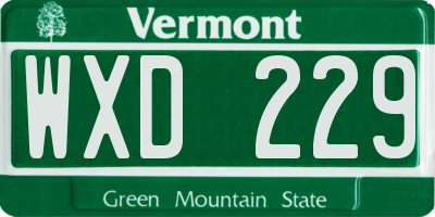 VT license plate WXD229