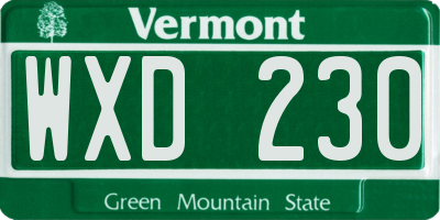 VT license plate WXD230