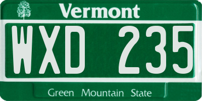 VT license plate WXD235