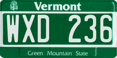 VT license plate WXD236
