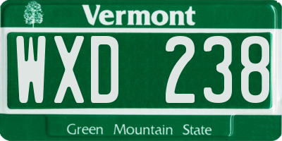 VT license plate WXD238