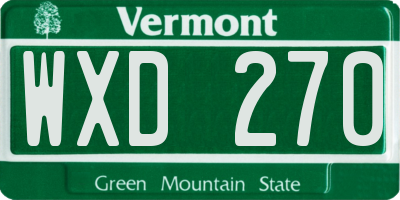 VT license plate WXD270