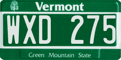 VT license plate WXD275