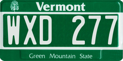 VT license plate WXD277