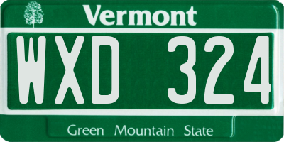 VT license plate WXD324