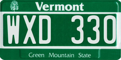 VT license plate WXD330