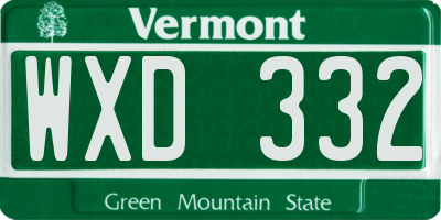 VT license plate WXD332