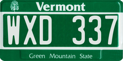 VT license plate WXD337