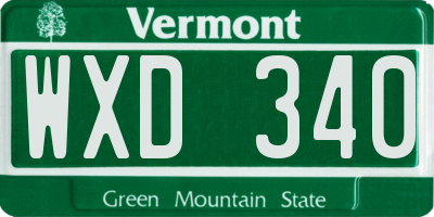 VT license plate WXD340