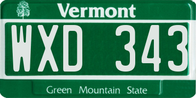 VT license plate WXD343