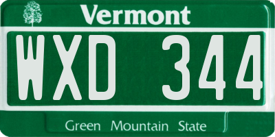 VT license plate WXD344
