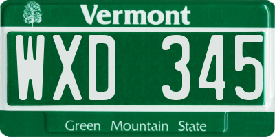 VT license plate WXD345