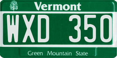 VT license plate WXD350