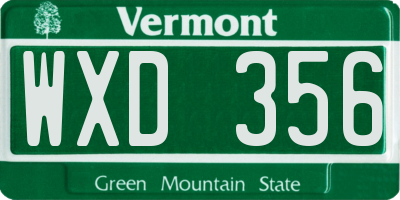 VT license plate WXD356