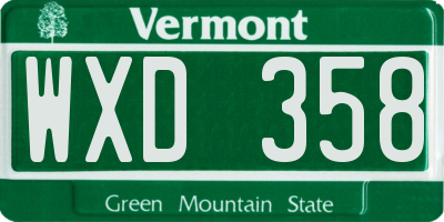 VT license plate WXD358