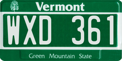 VT license plate WXD361