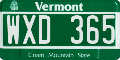VT license plate WXD365
